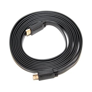 Кабель Merlion HDMI-HDMI 3.0m, v1.4, плоский Black, ( Пакет ), Q150