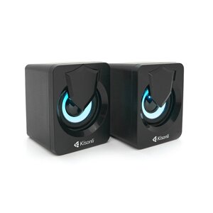 Колонки 2.0 Kisonli L-1030 для ПК та ноутбука, USB + 3.5mm, 2x3W, 20Hz-20KHz, 20X11X13mm, black