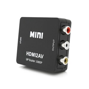 Конвертер Mini, HDMI to AV, ВИХІД 3RCA (мама) на ВХІД HDMI (мама), 720P/1080P, Black, BOX