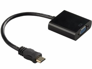 Конвертер mini HDMI ( тато ) на VGA ( мама ) 30cm, Black, 4K / 2K, Пакет