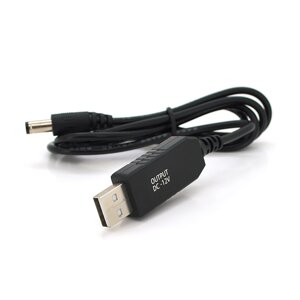 Кабель для роутера 5.5/2.5(5.5/2.1) mm (M)=> USB2.0 (Out:12V), 1м, Black, OEM