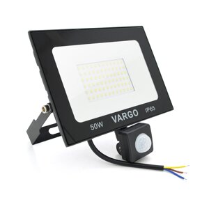 Прожектор LED з датчиком руху Vg-50W, IP65, 6500K, 2700Лм. Box