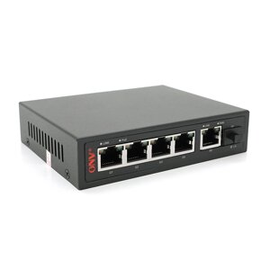 4х портовий PoE Full Gigabit комутатор ONV-POE33108PFG, 4xPoe1000Мбіт + 2х1000 Мбіт + 1хSFP 1000Мбіт, до 250м,