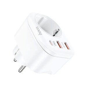 Мережевий фільтр HOCO NS3 на 4 розетки + 3 USB, 20W, 220В, White