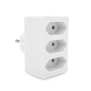 Розетка трійник без заземлення SQ-ZDB01/3, 3x2.5A (10A) 250V~Max, 1700W, White, 2Р, Q100