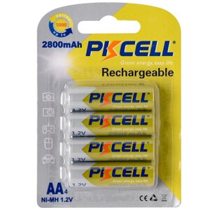 Акумулятор PKCELL 1.2V AA 2800mAh NiMH Rechargeable Battery, 4 штуки у блістері ціна за блістер, Q12