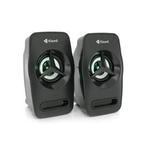 Колонки 2.0 Kisonli L-3030 для ПК та ноутбука, USB + 3.5mm, 2x3W, 20Hz-20KHz, 20X11X13mm, black