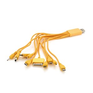 USB кабель з перехідниками 10 в 1, 0,2м, Yellow, ОЕМ Q500