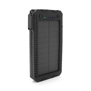 Power bank 20000 mAh Solar, 2хUSB + 1 microUSB, ударозахищений прогумований корпус, ліхтарик, LED індикація, Black