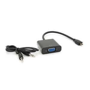 Конвертер micro HDMI ( тато ) на VGA ( мама ) 30cm, Black, 4K / 2K, Пакет + Audio