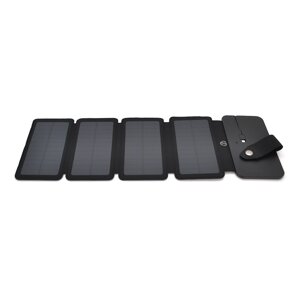 Solar panel 4 Foldings, built-in microUSB cable, Output: 5 /1 А (USB), plastic, Black, Corton box