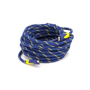 Кабель HDMI-HDMI 10m, v1.4, OD-8.0mm, 2 фільтра, обплетення, круглий Blue / Gold, коннектор Blue-yellow, (Пакет) Q50