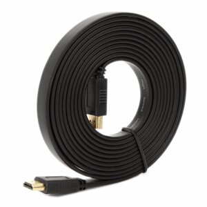 Кабель Merlion HDMI-HDMI 5.0m, v1.4, плоский Black, ( Пакет ), Q100