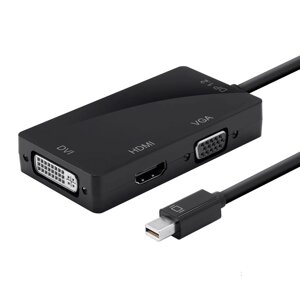 Конвертер mini Display Port ( тато ) на HDMI/VGA/DVI ( мама ) 30cm, Black, 4K/2K, Пакет