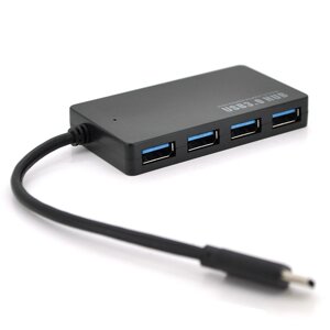 Хаб Type-C, 4 порти USB 3.0, до 5Gb/s, Black, Blister