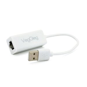 Контролер USB 2.0 to Ethernet VEGGIEG - Мережевий адаптер 10 / 100Mbps з проводом, RTL-8152B, White, Blister-Box