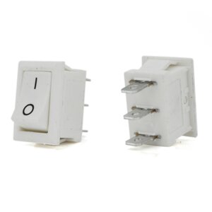 Перемикач ON-ON KCD1-102, 250VAC / 6A, 3 контакта, White, Q100