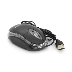 Миша USB Merlion MS-Zero, довжина кабелю 115см, 2 кнопки + scroll, ( 98х60х36 мм ), Black, Q200