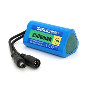 Акумуляторна батарея літієва QiSuo 12V 2.2A з елементами Li-ion 18650, DC5.5x2.1, (37x37x67mm)