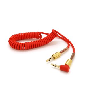 Кабель AUX Audio DC3.5 тато-тато 1.5м пружина, CCA Stereo Jack, (круглий) Red cable, Box