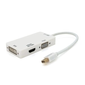 Конвертер mini Display Port ( тато ) на HDMI/VGA/DVI ( мама ) 30cm, White, 4K/2K, Пакет