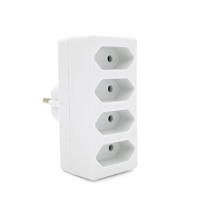 Розетка 4-х місна без заземлення SQ-ZDB01/4, 4x2.5A (10A) 250V~Max, 2300W, White, 2Р, Q100