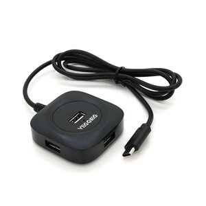 Хаб VEGGIEG V-C240 Type-C, 4 порти USB 2.0, 20 см, Black, Box