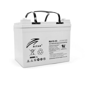 Акумуляторна батарея AGM RITAR RA12-33, Gray Case, 12V 33.0Ah ( 195 x 130 x155 (168) ) Q1