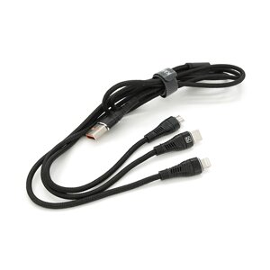 Кабель KSC-296 TUOYUAN charging data cable 3 in 1 Micro / Iphone / Type-C, довжина 1м, Black, BOX