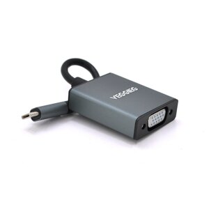 Хаб-конвертор VEGGIEG Type-C (тато) на VGA (мама), 10 см, Black, Box