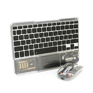 Бездротовий комплект YT-KB333 (KB+Mouse), (Eng / Pyc), 2.4G, 78 клавіш, Black/Transparent, Box