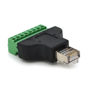 Клемна колодка 8-розрядна + RJ45 8P8С тато, екранована