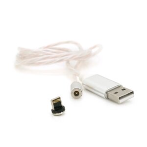 Магнітний кабель світиться USB 2.0 / Lighting, 1m, 2А, Silver, OEM