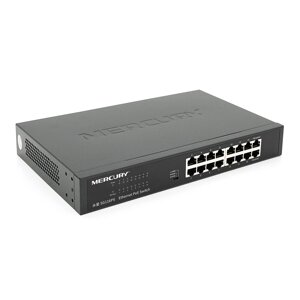 Комутатор POE Mercury SG116PS 14 портів POE 100Мбит + 2 порт Ethernet (UP-Link) 100 Мбіт, БП вбудований, кріплення в