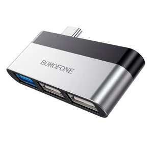 Перехідник BOROFONE DH1 Type-C (Male) - USB3.0+2*USB2.0, Black, Box