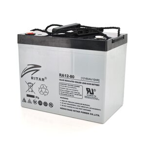 Акумуляторна батарея AGM RITAR RA12-80, Gray Case, 12V 80.0Ah ( 350 x 167 x 182 ) Q1