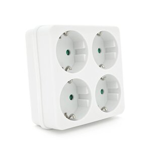 Розетка 4-х місна із заземленням SQ-RB-01/04A, 4x16A 250V~Max, 3500W, White, Q100