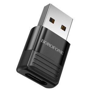 Перехідник Borofone BV18 USB2.0(M) => Type-C (F), Black, Blister