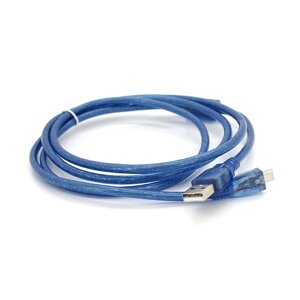 Кабель USB 2.0 (AM / Місго 5 pin) 1,5м, прозорий синій, Пакет