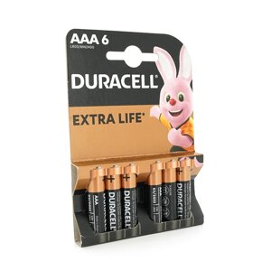 Батарейка лужна DURACELL LR03 (ААА) MN2400, 6шт у блістері, ціна за блістер