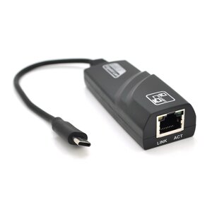 Конвертер Type-C-Rj-45 Gigabit, Black, Blister