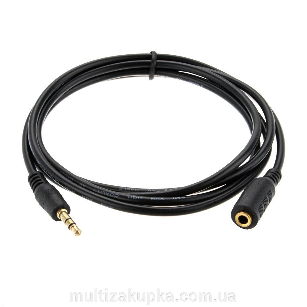 Подовжувач Audio DC3.5 тато-мама 5.0м, GOLD Stereo Jack, (круглий) Black cable, Пакет Q240 від компанії Mультізакупка - фото 1