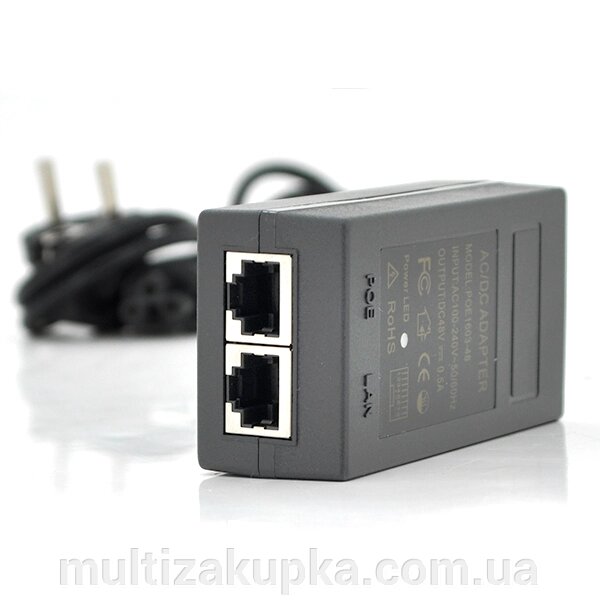 POE інжектор 12V 1A (12Вт) з портами Ethernet 10/100 Мбіт / с + кабель живлення від компанії Mультізакупка - фото 1