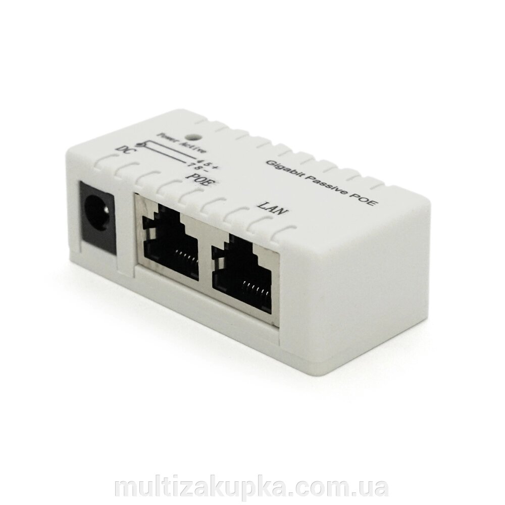 POE інжектор IEEE 802.3af PoE з портом Ethernet 10/100/1000 Мбіт / с, White від компанії Mультізакупка - фото 1