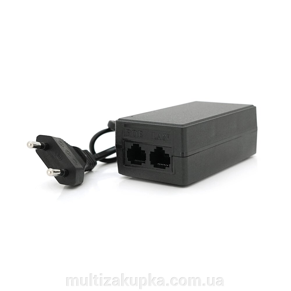 POE інжектор RITAR  48V 0,5A (24Вт) 2 порти (RG-45 10/100Мбіт/с + RG-45 POE) Євро вилка від компанії Mультізакупка - фото 1