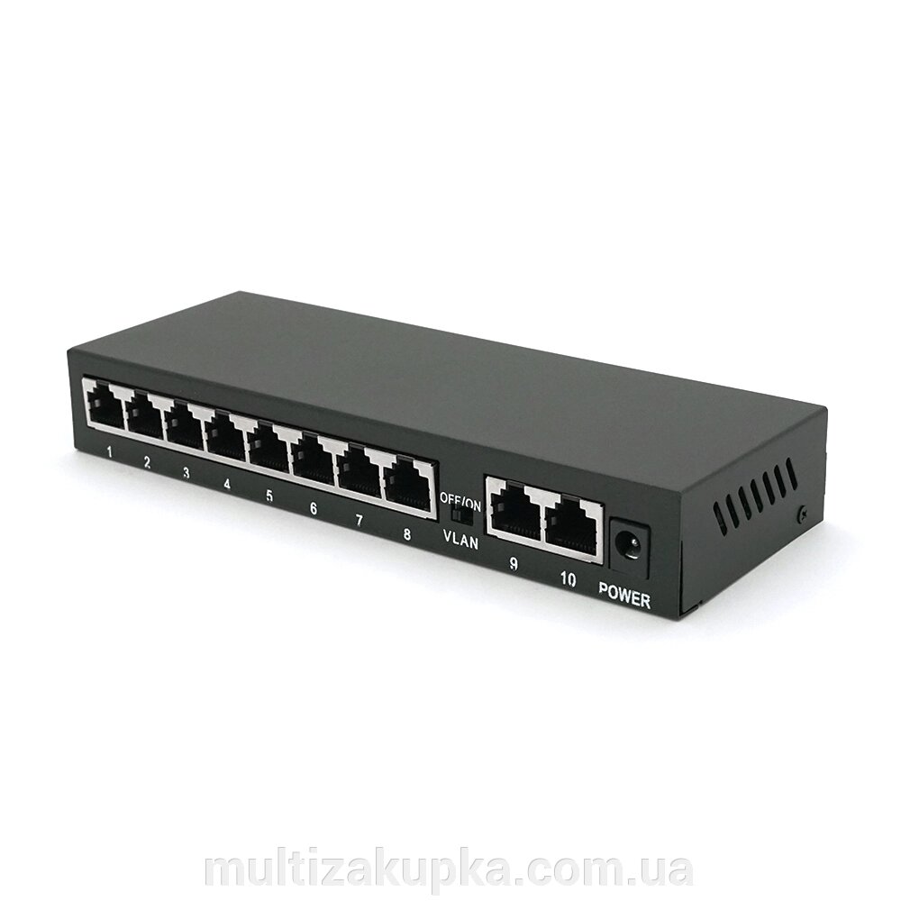 POE комутатор Merlion 8 POE 10/100 + 2 RJ45 10/100 зовнішній блок живлення 52V 1,85A від компанії Mультізакупка - фото 1