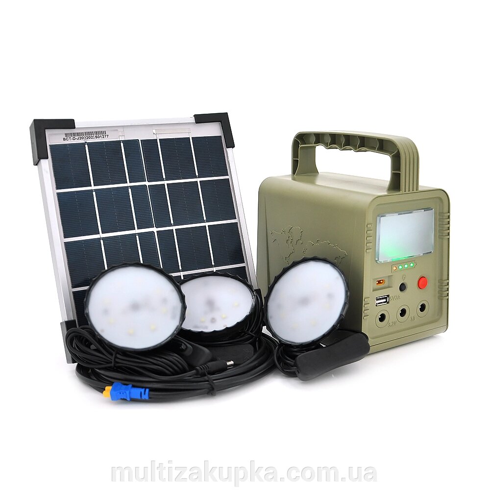 Портативний ліхтар BRAZZERS BRPF-CF42/5, Solar panel 5W, LiFePO4 - 42Wh, DC: 3.2V, USB:: 1x5V/2A, 3x6W Led лампи 3м, 9W  від компанії Mультізакупка - фото 1