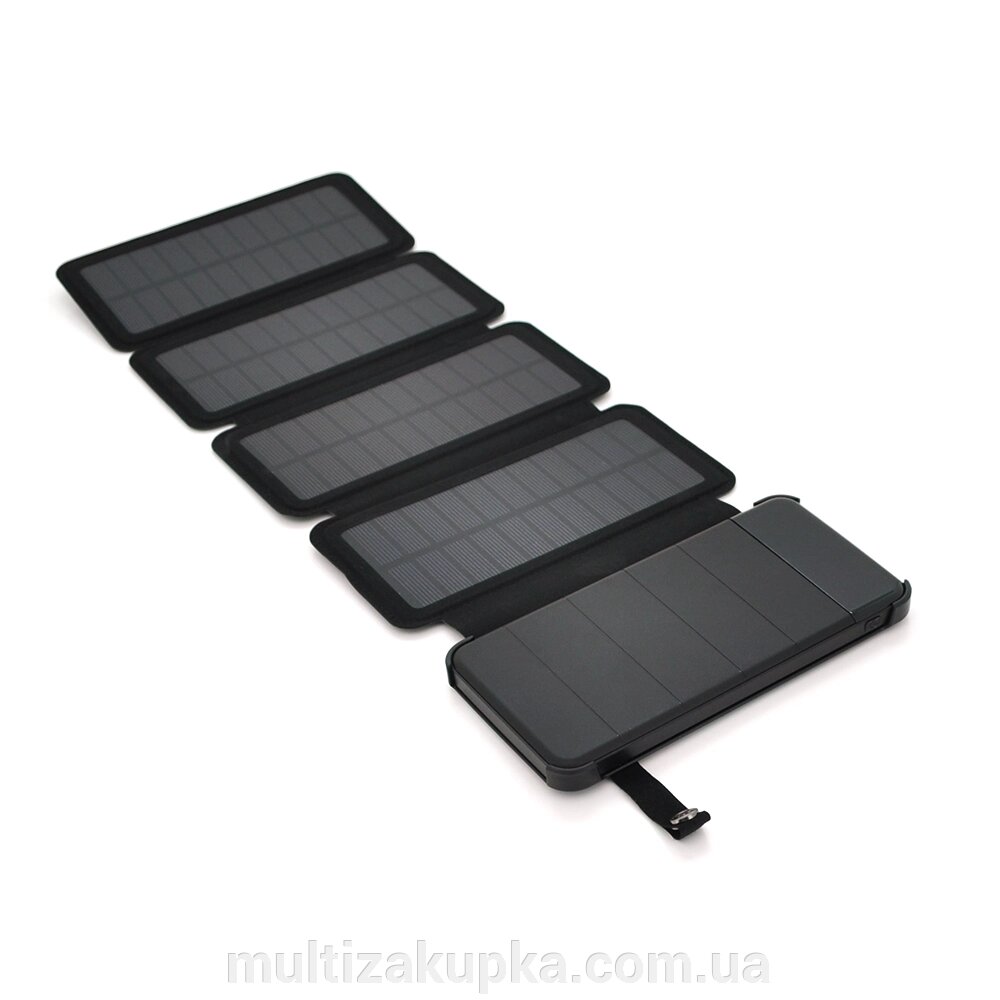 Power bank 12000 mAh Solar, (5V / 200mA), 2xUSB, 5V / 1A / 2.1A, USB  microUSB, ударо захищений прогумований корпус, від компанії Mультізакупка - фото 1