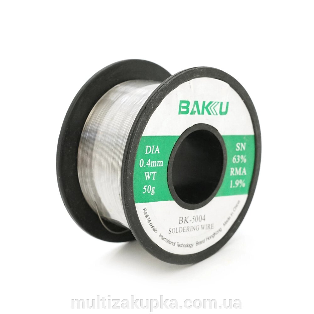 Припій BAKKU BK-5004 0,4mm (Sn 63%, Pb 35.1%, rma1.9%) від компанії Mультізакупка - фото 1