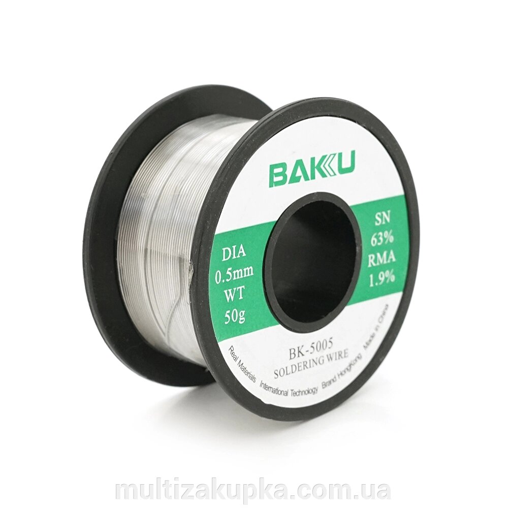 Припій BAKKU BK-5005 0,5mm (Sn 63%, Pb 35.1%, rma1.9%) від компанії Mультізакупка - фото 1